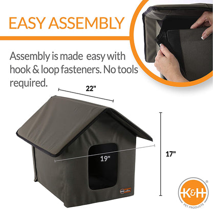 K&H Weatherproof Outdoor Cat Shelter for Pets, Olive