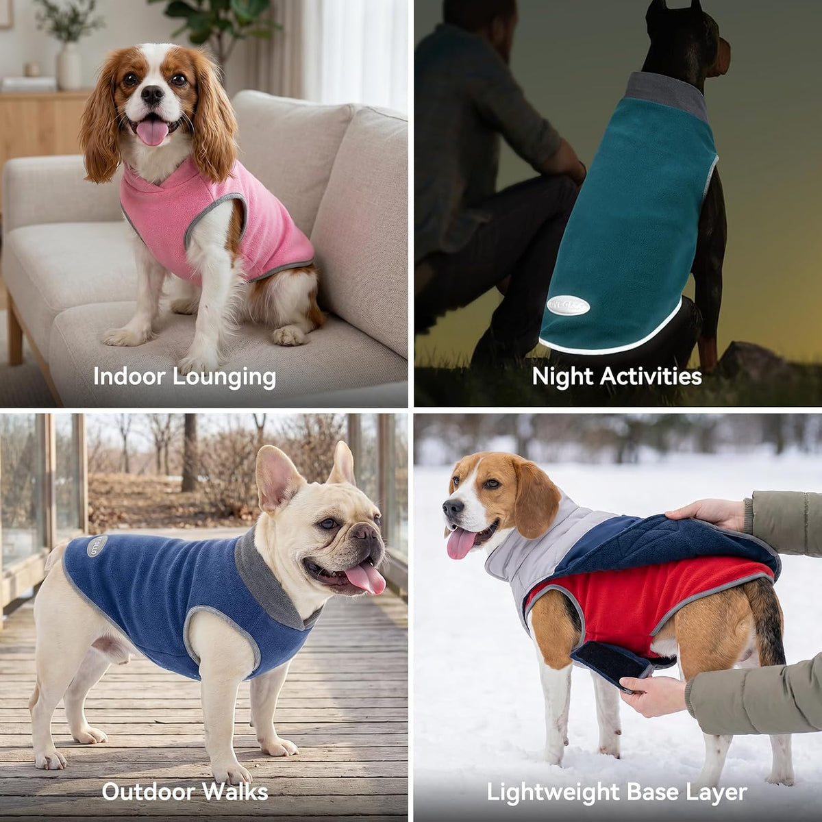 2-Pack Lightweight Reflective Fleece Dog Sweater Pullover