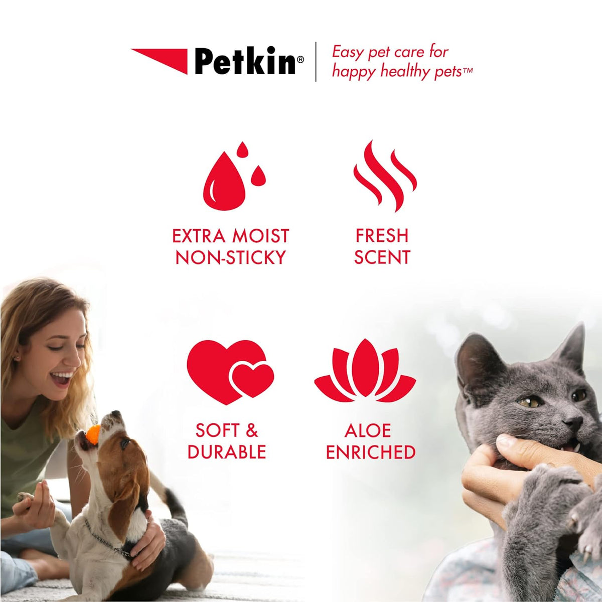 Premium Pet Wipes for Dogs and Cats - 100 Large Wipes for Effective Dirt and Odor Removal - Cleans Ears, Face, Butt, and Eye Area - Convenient for Home or Travel - 1 Pack