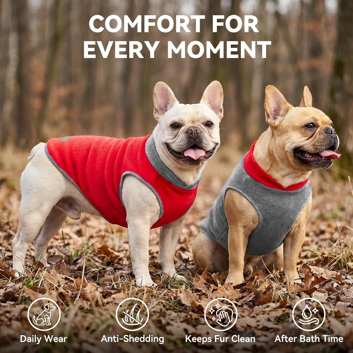 2-Pack Lightweight Reflective Fleece Dog Sweater Pullover