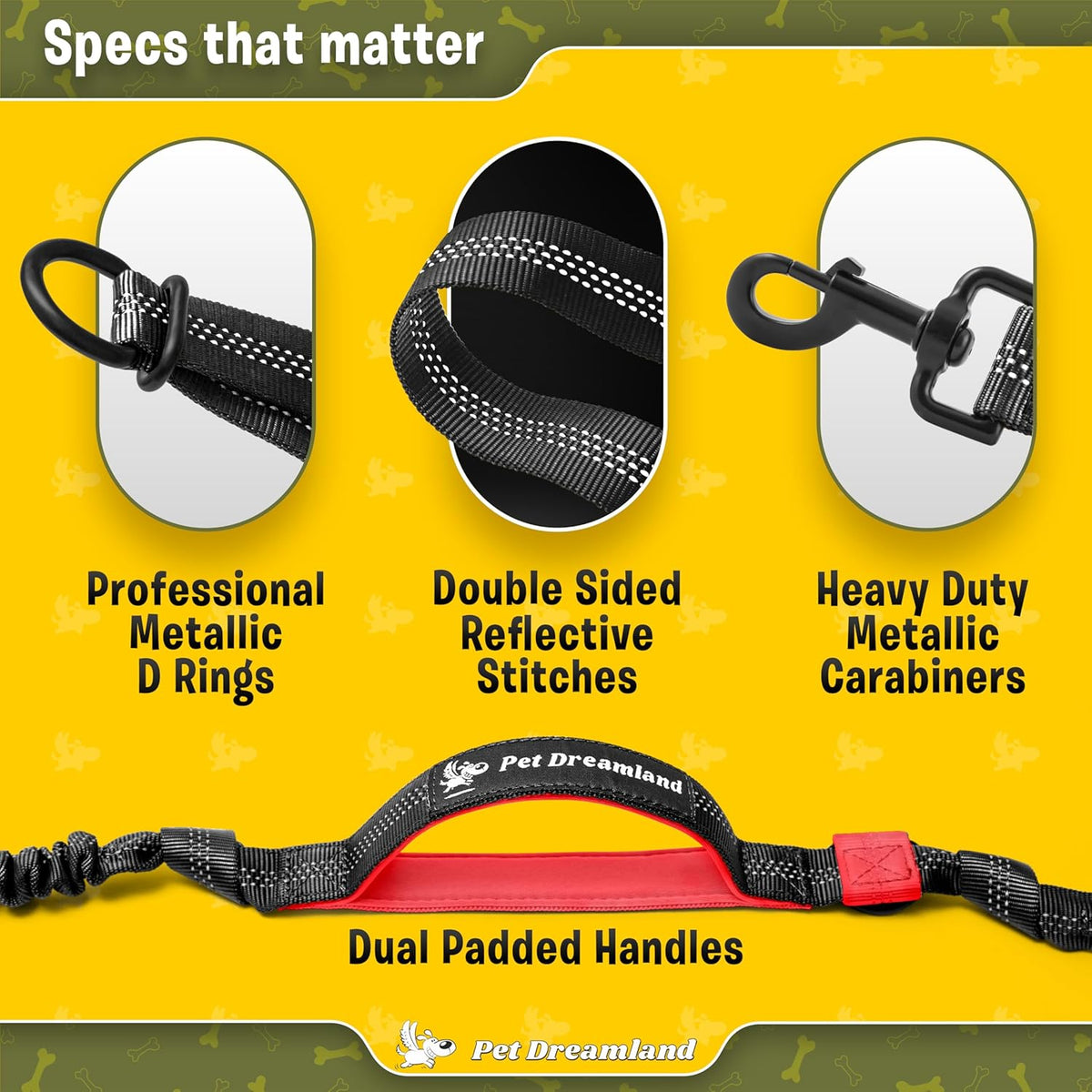 Premium Hands-Free Double Dog Leash for Large Breeds - Tangle-Free Design in Black & Red
