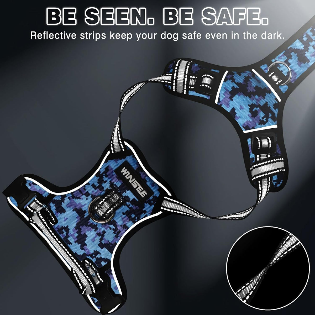 Adjustable No-Pull Dog Harness with Reflective Oxford Vest and Collar, Front/Back Leash Clips, Ideal for Small to Extra Large Dogs, Features Easy Control Handle for Outdoor Walks