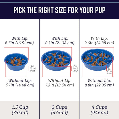 Slow Feeder Dog Bowl, 2 Cup, Puzzle Food Bowl, Gray