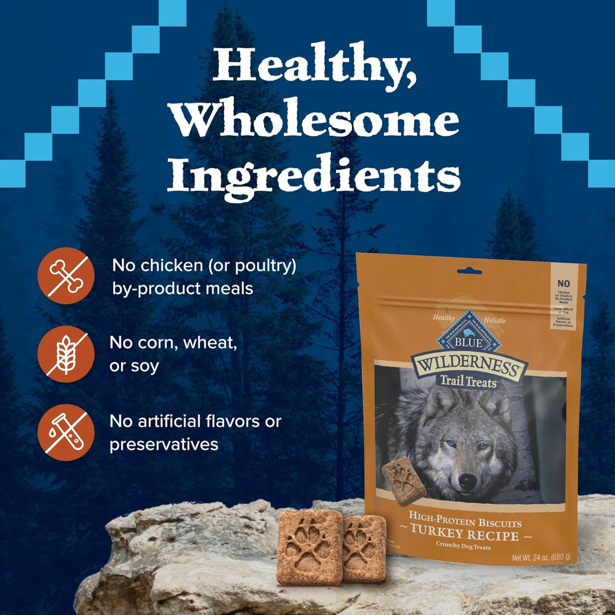 Wilderness Grain-Free Turkey Crunchy Dog Biscuits, 24 oz