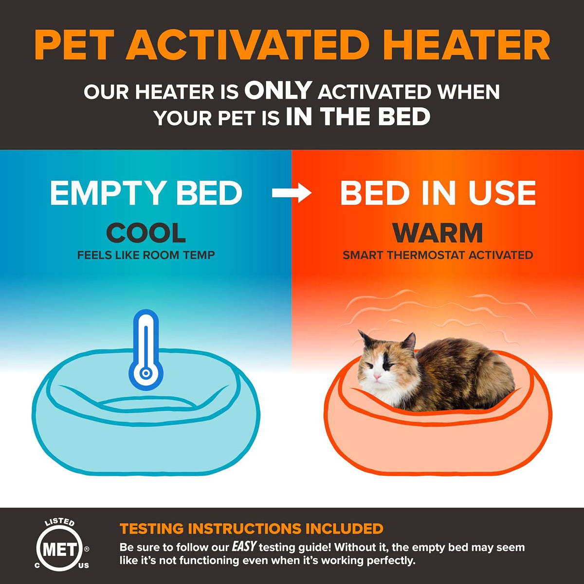 K&H Thermo-Kitty Fashion Splash Indoor Heated Cat Bed, Safety Certified