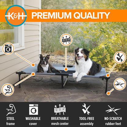 K&H Outdoor Elevated Dog Bed for Large and Extra-Large Pets, Gray, 50"x32" XL