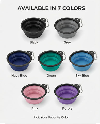 Collapsible Portable Dog Bowls - Set of 2 Durable Water Bowls