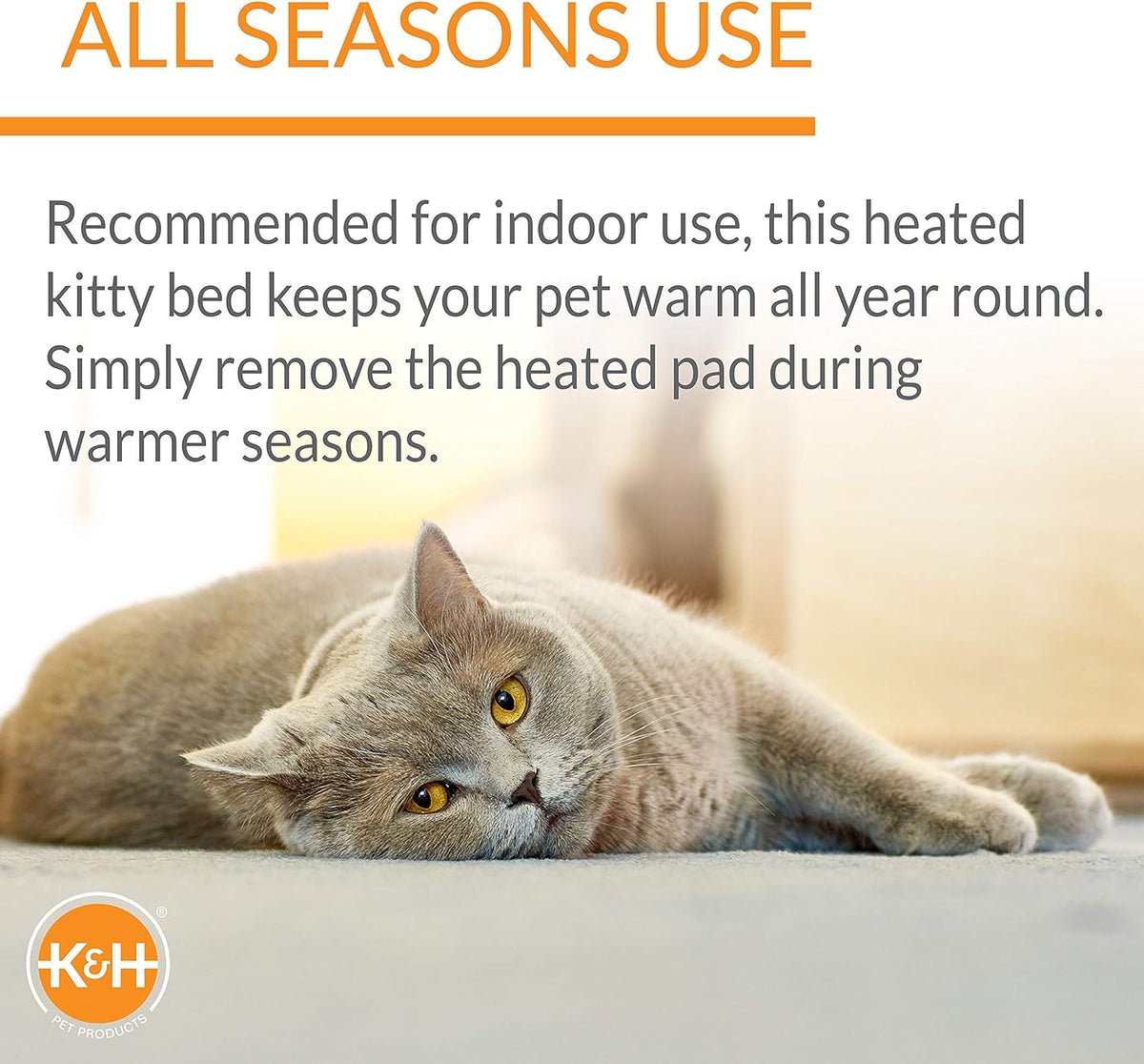 K&H Thermo-Kitty Fashion Splash Indoor Heated Cat Bed, Safety Certified