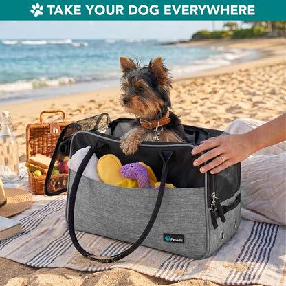 Airline-Approved Grey Small Dog Carrier with Pockets