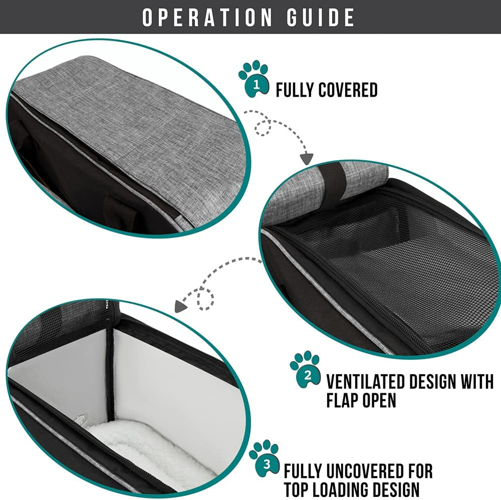 Airline-Approved Grey Small Dog Carrier with Pockets