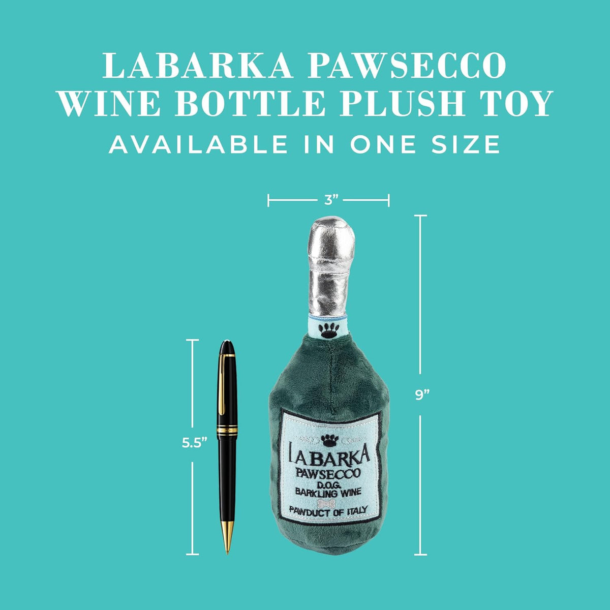 Labarka Pawsecco Plush Dog Toy - Wine-Themed Chew Toy for Dogs