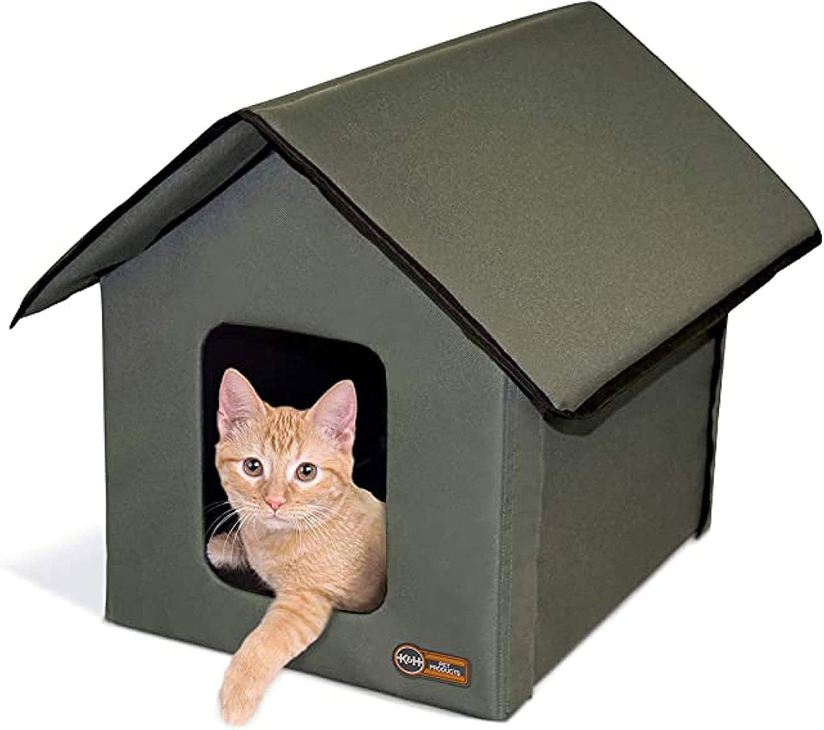 K&H Weatherproof Outdoor Cat Shelter for Pets, Olive