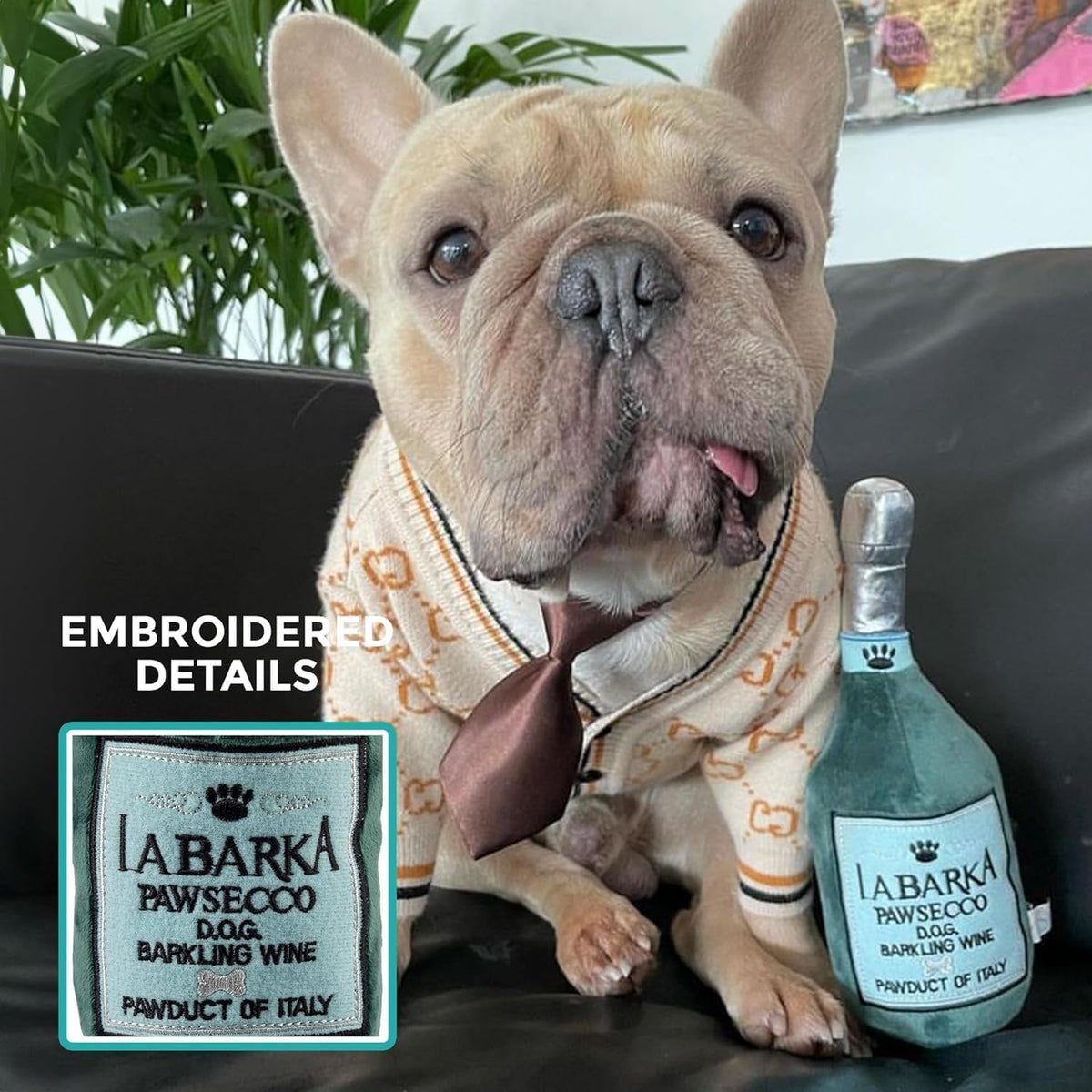 Labarka Pawsecco Plush Dog Toy - Wine-Themed Chew Toy for Dogs