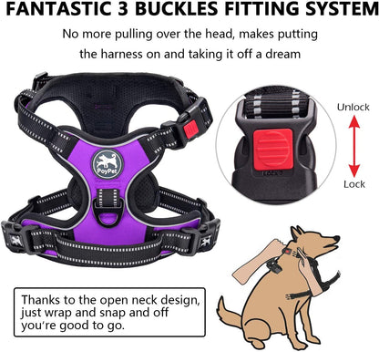 Medium No-Pull Dog Harness with Front Clip and Neck Release Buckle