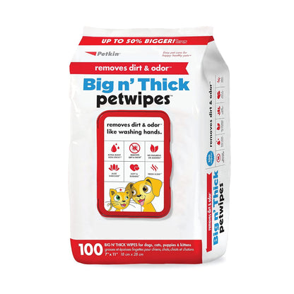Premium Pet Wipes for Dogs and Cats - 100 Large Wipes for Effective Dirt and Odor Removal - Cleans Ears, Face, Butt, and Eye Area - Convenient for Home or Travel - 1 Pack