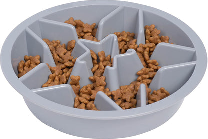 Slow Feeder Dog Bowl, 2 Cup, Puzzle Food Bowl, Gray