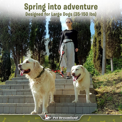 Premium Hands-Free Double Dog Leash for Large Breeds - Tangle-Free Design in Black & Red
