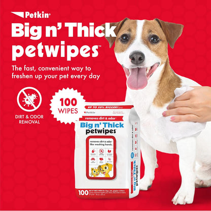 Premium Pet Wipes for Dogs and Cats - 100 Large Wipes for Effective Dirt and Odor Removal - Cleans Ears, Face, Butt, and Eye Area - Convenient for Home or Travel - 1 Pack