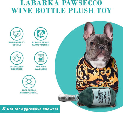 Labarka Pawsecco Plush Dog Toy - Wine-Themed Chew Toy for Dogs