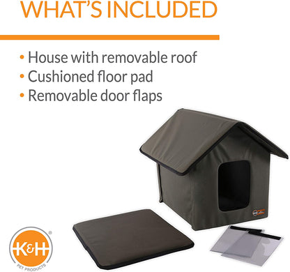 K&H Weatherproof Outdoor Cat Shelter for Pets, Olive