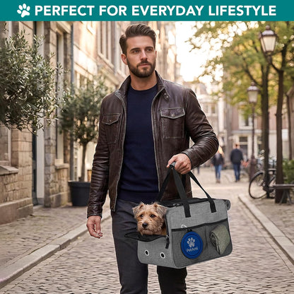 Airline-Approved Grey Small Dog Carrier with Pockets