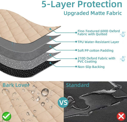 Waterproof Dog Car Seat Cover for Back Seat - Nonslip Protector for Kids, Universal Fit for Cars, Trucks, and SUVs (Beige)