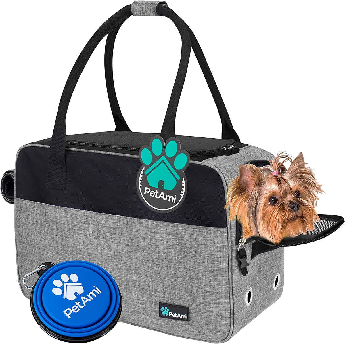 Airline-Approved Grey Small Dog Carrier with Pockets