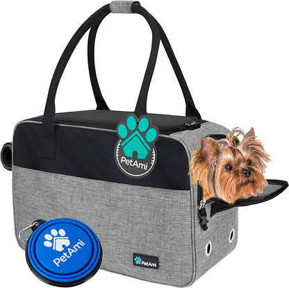 Airline-Approved Grey Small Dog Carrier with Pockets