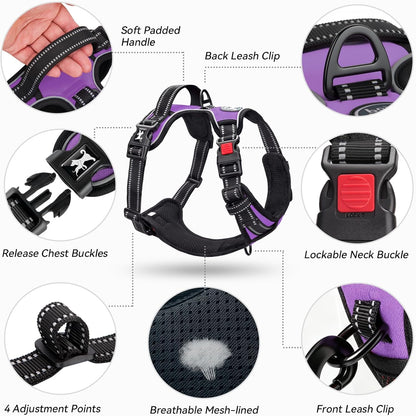 Medium No-Pull Dog Harness with Front Clip and Neck Release Buckle
