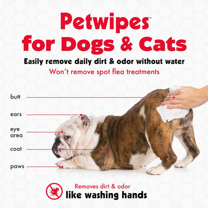 Premium Pet Wipes for Dogs and Cats - 100 Large Wipes for Effective Dirt and Odor Removal - Cleans Ears, Face, Butt, and Eye Area - Convenient for Home or Travel - 1 Pack