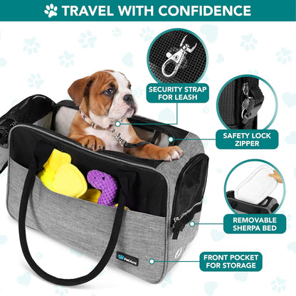 Airline-Approved Grey Small Dog Carrier with Pockets