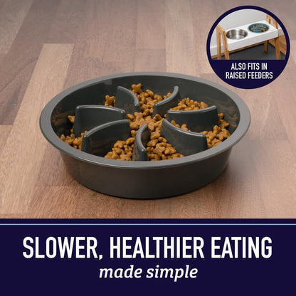 Slow Feeder Dog Bowl, 2 Cup, Puzzle Food Bowl, Gray